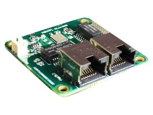 NSWPL FB4 network switch module, white background, showing two RJ45 ports and FB4 header