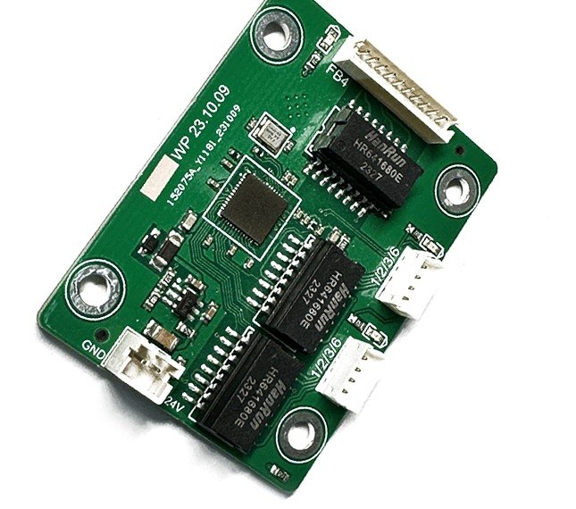 Outdoor FB4 waterproof network port board, 100M, with FB4 header and pigtail headers for waterproof panel connectors